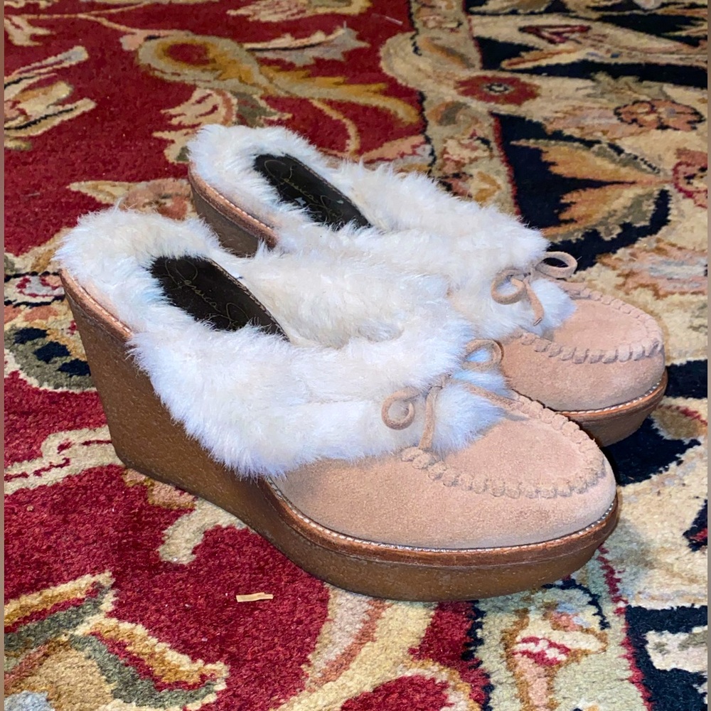 Y2k Jessica Simpson Faux Fur Wedges 🧸